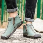 TENVEBLE NATURALLY Medieval Boots Leather Renaissance Outdoor Casual Fashion Zipper Slip On Boots for Women Purple