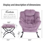 Furlide Oversized Chair with Ottoman, Modern Chair with Folding Footrest, Lounge Accent Chair, Comfortable Reading Chair for Bedroom, Study, Living Room, Courtyard (Plush Purple)