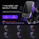 Wireless Car Charger,?7 Colored RGB Backlit?15W Auto Clamping Car Charger Phone Mount Holder for iPhone 16 15 14 13 12 Mini Pro Max 11, Samsung Galaxy S24 Ultra S23 S22 S21+ S10+ Note 20, etc – Purple